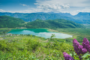 Beautiful Kaltern lake in the south of Südtirol